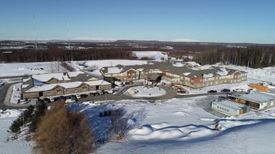 Aerial view of Maple Springs of Anchorage in winter