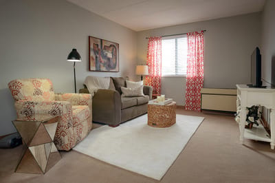 Cozy interior living room with seating and decor
