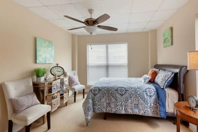 Bright and cozy resident room with modern decor