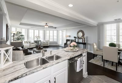 Bright interior common area with modern furnishings