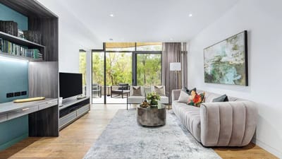 Bright, modern interior of a lounge area