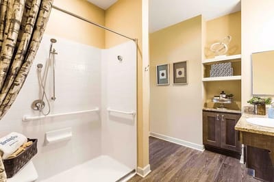 Spacious and accessible bathroom in resident unit