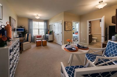 Bright and inviting interior living space at the facility