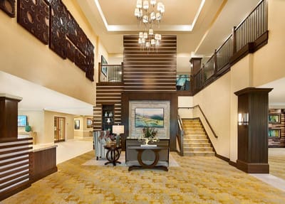 Interior lobby with elegant decor and seating area