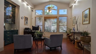 Welcoming common area with seating and natural light