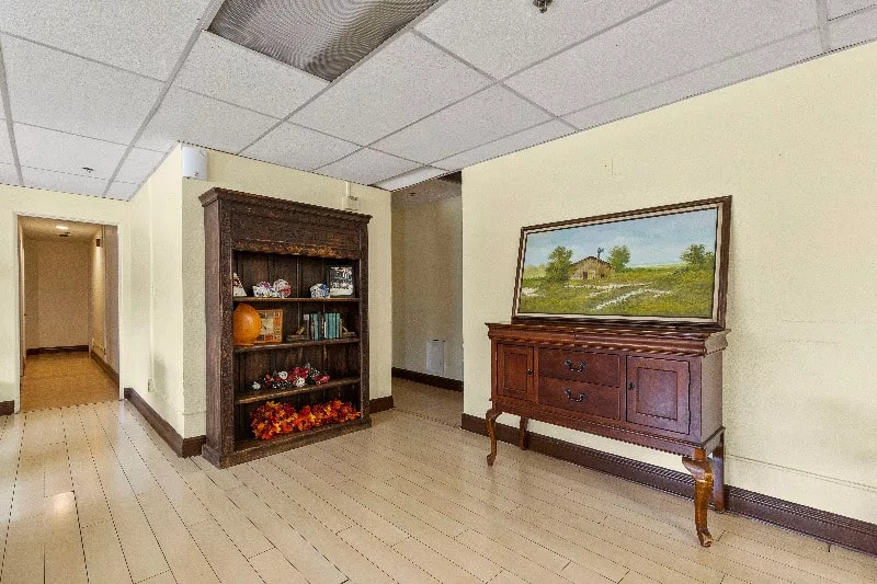 Interior shot of a hallway with decorative furniture
