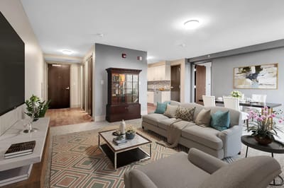 Cozy interior living space in a senior care facility