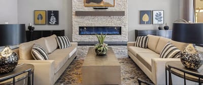 Elegant interior common area with sofas and decor