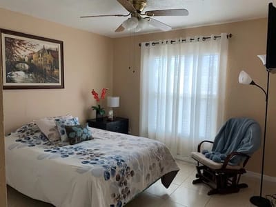 Cozy bedroom setup in a senior living facility