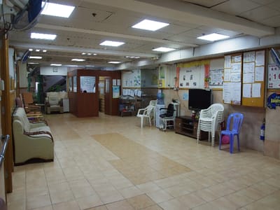 Interior view of a common area in a nursing home