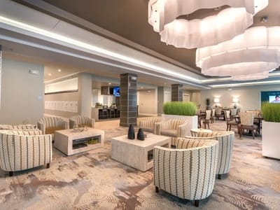 Comfortable seating area in a modern common space