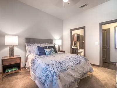 Well-decorated bedroom in an assisted living facility