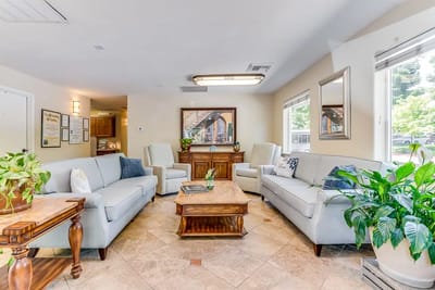 Bright common area with comfortable seating