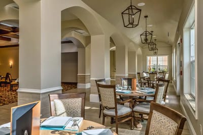 Elegant dining area with tables and decor