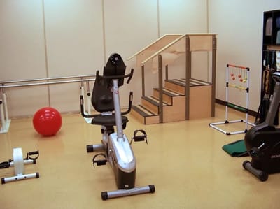 Rehabilitation gym with exercise equipment