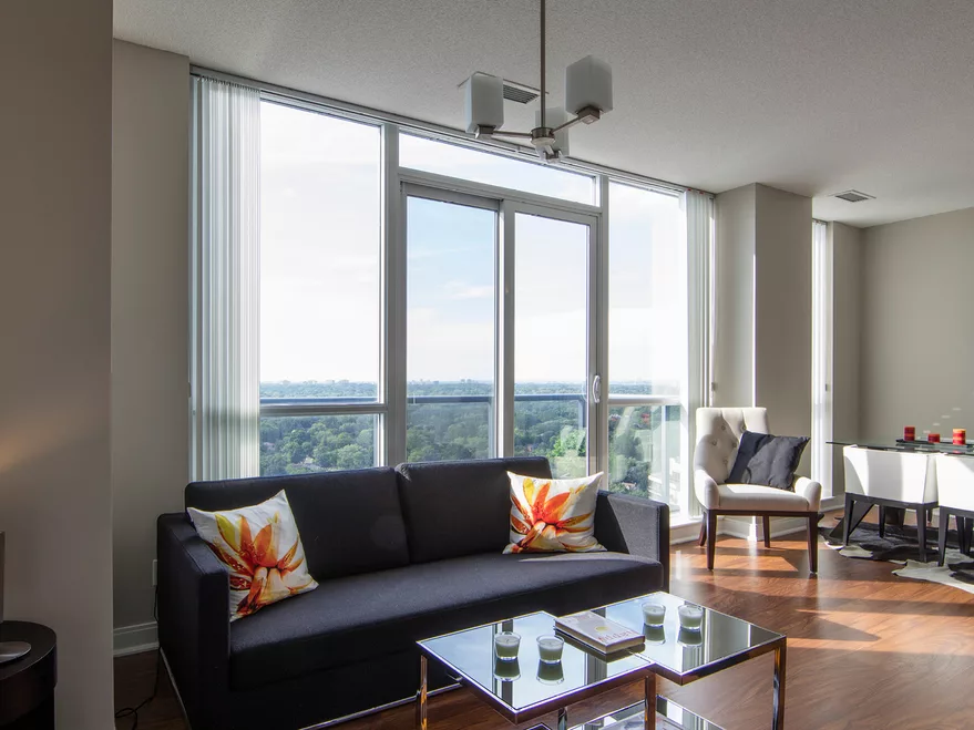 Bright interior living area with modern furnishings