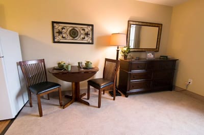 Cozy dining area in a resident room