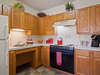 Well-equipped kitchen in a senior living residence