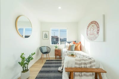 Comfortable bedroom in an assisted living facility