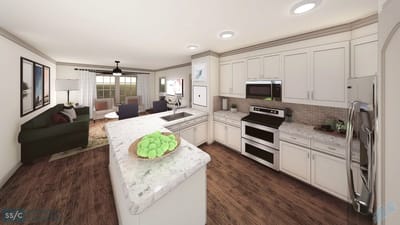 Modern kitchen in a senior living apartment