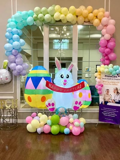 Colorful Easter decoration in a lively common area