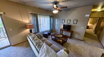 Cozy living room setup with a couch and TV