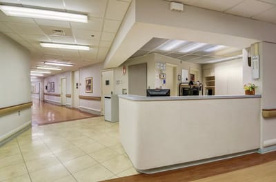 Interior view of a nursing facility hallway
