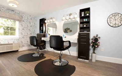 Interior view of a salon area in a senior living facility