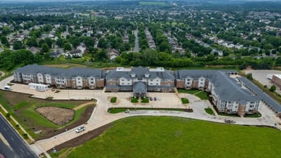 Aerial view of Quarry Ridge Retirement Community and surrounding area