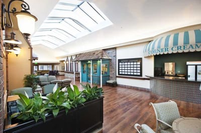 Interior view of a common area with seating