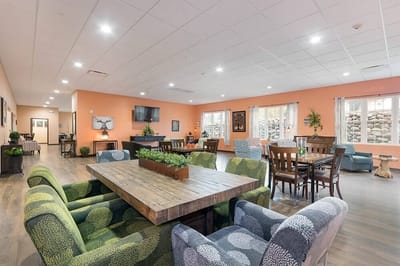 Bright common area with comfortable seating