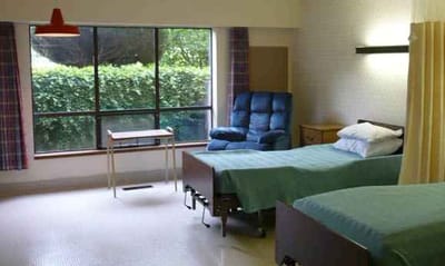 Private resident room with two beds and a view