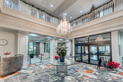 Interior view of a beautifully decorated lobby area
