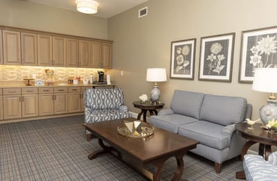 Bright and inviting lounge area in the facility