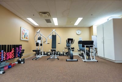 Interior view of a fitness room with equipment