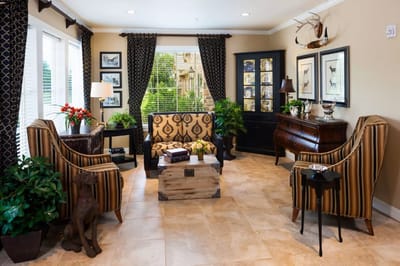 A cozy common area with comfortable seating and decor.