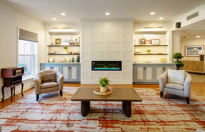 Cozy common area with modern furnishings and decor