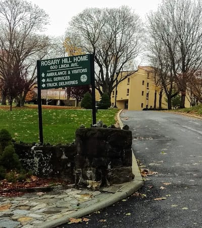 Sign at the entrance of Rosary Hill Home
