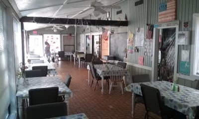 Residents dining in a bright activity room