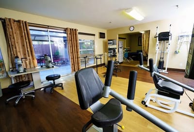 Interior of a fitness area with equipment