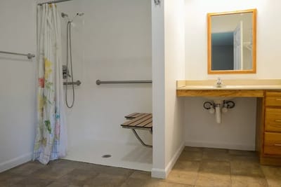 Accessible bathroom with safety features