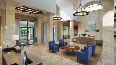 An interior view of a welcoming lobby