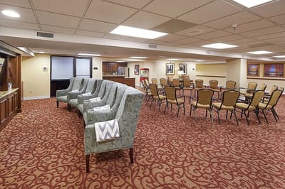 Common area with seating and dining tables