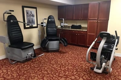 Exercise equipment in a fitness area