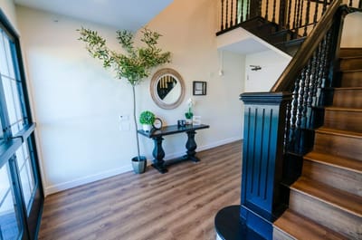Interior view of a welcoming entrance with decor
