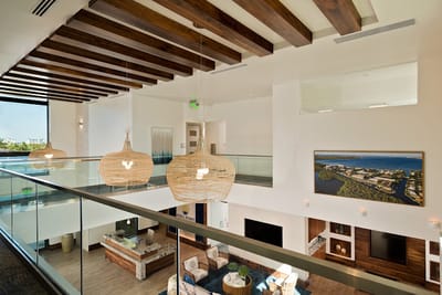 Bright common area with open layout and modern decor
