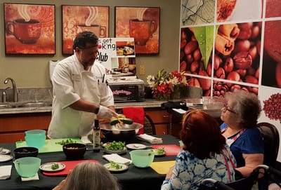 Chef cooking demonstration for residents