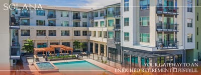 Exterior view of Solana Lakewood with a pool and outdoor space