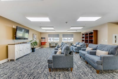 Common area with comfortable seating and a television