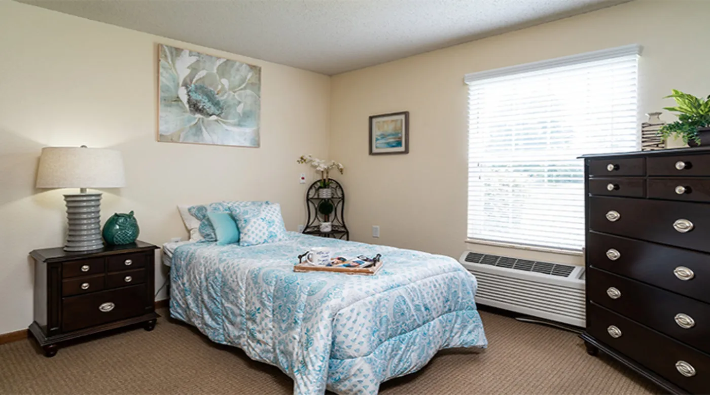 Cozy resident bedroom with decorative elements
